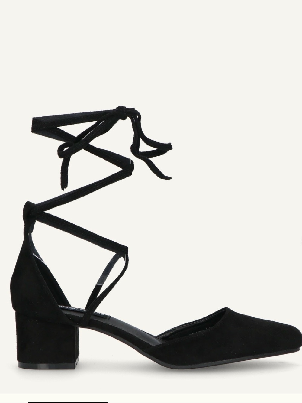 Black Suede Lace-Up Block Heel Pumps Italian